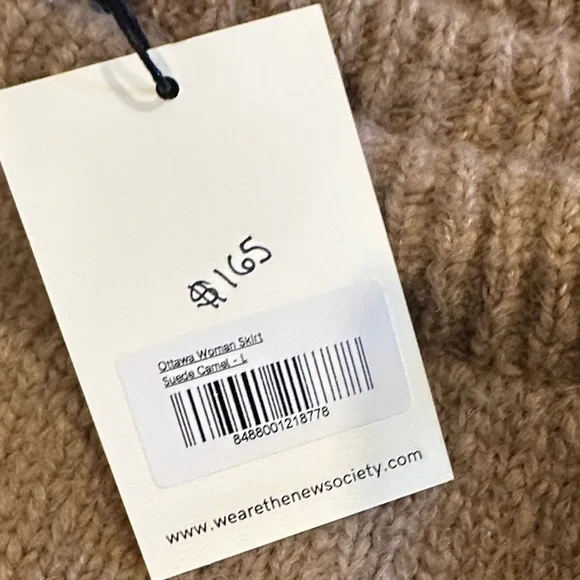 The New Society Cozy Knit skirt in Camel - Picture 2 of 4